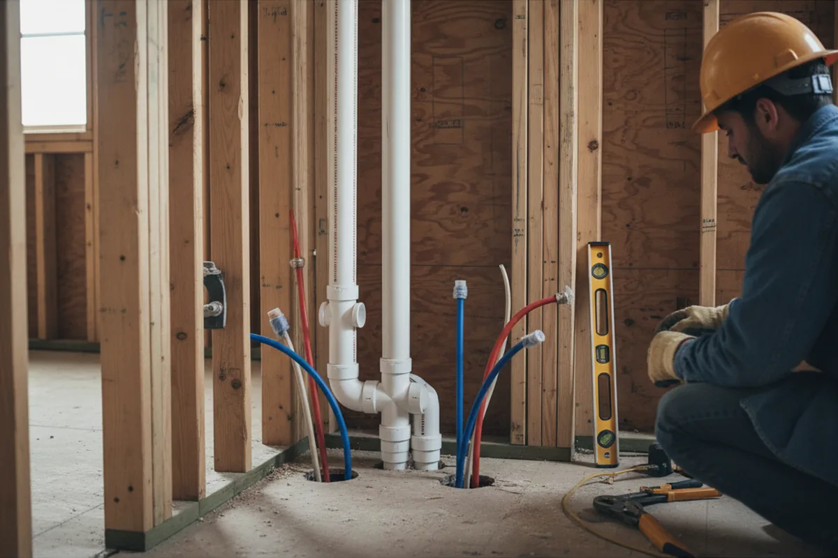 Drain and supply rough-in during Drain Cleaning in Carrolltown