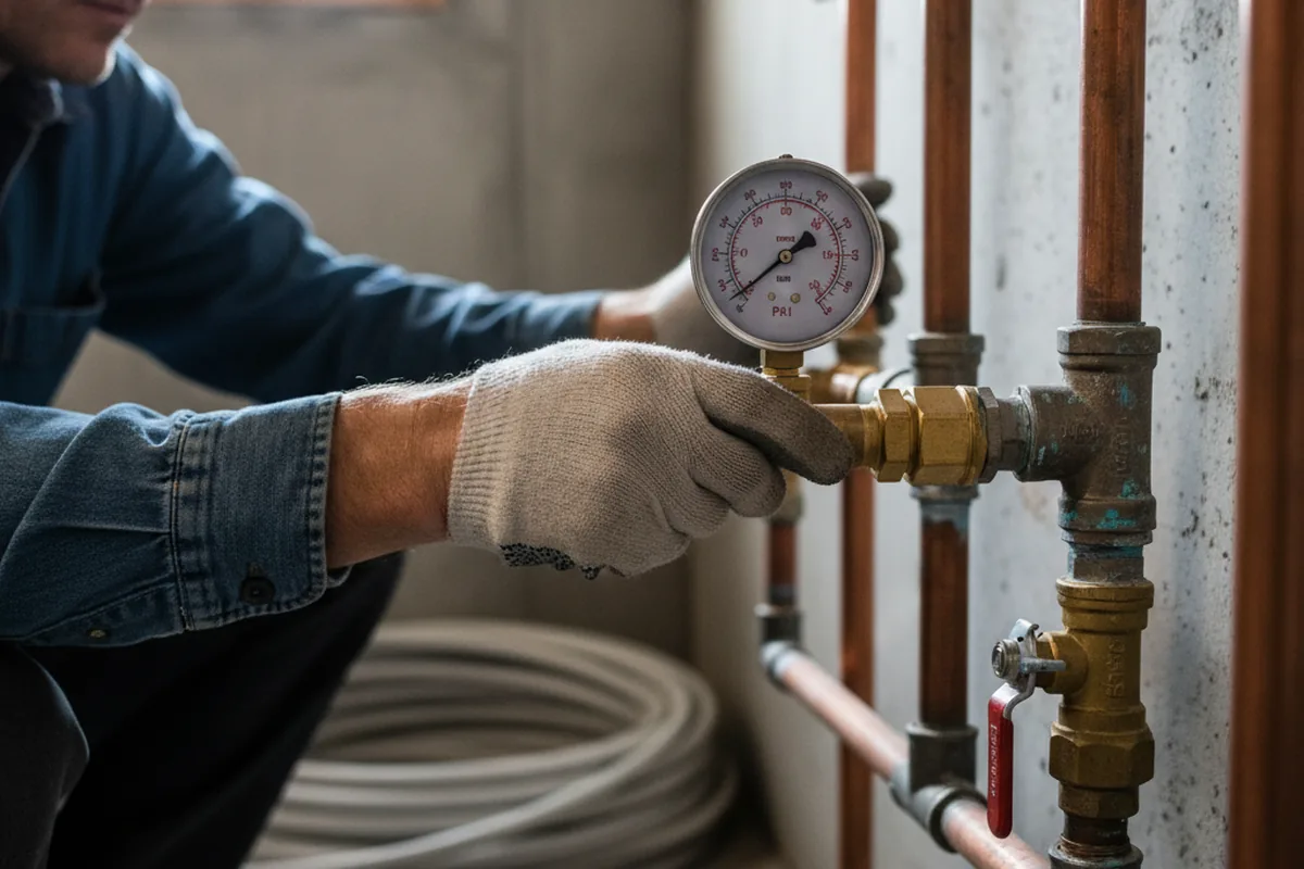 Pressure testing a repaired line during Water Line Repair in Carrolltown